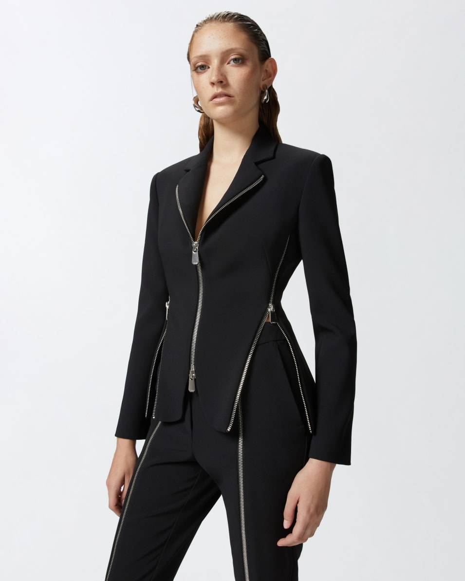 Pinko Jacke aus Crêpe-Stoff mit Metallreißverschlüssen Letzter Tag