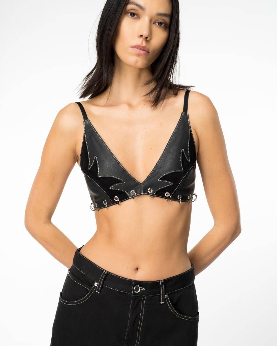 Pinko Rodeo-Top aus Leder und Veloursleder Clearance-Verkauf