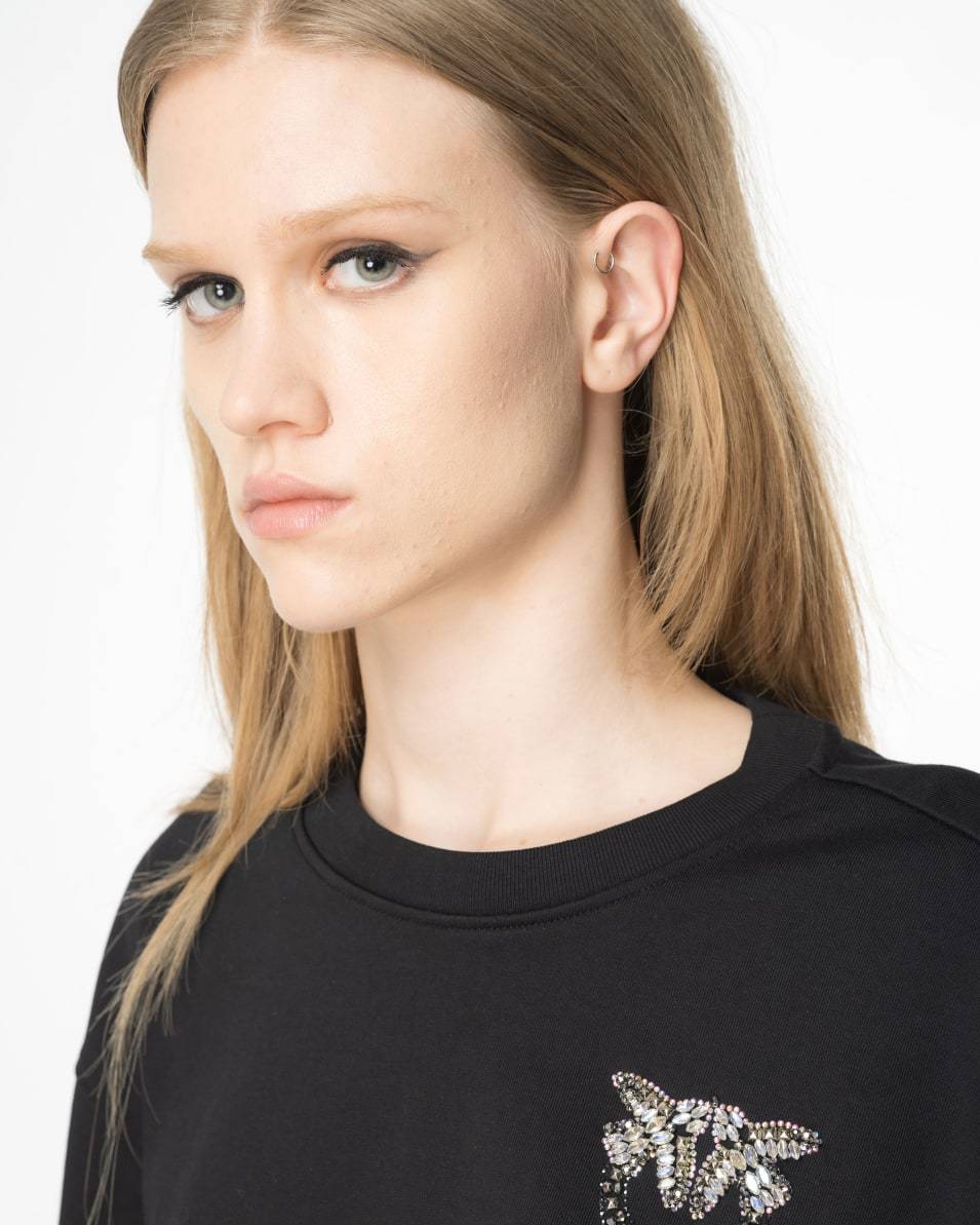Pinko Boxy-Sweatshirt Love-Birds-Stickerei Günstiger Verkauf