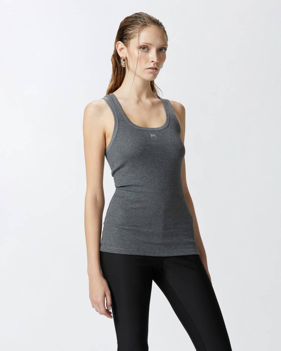 Pinko Geripptes Tanktop mit Logo Große Rabatte