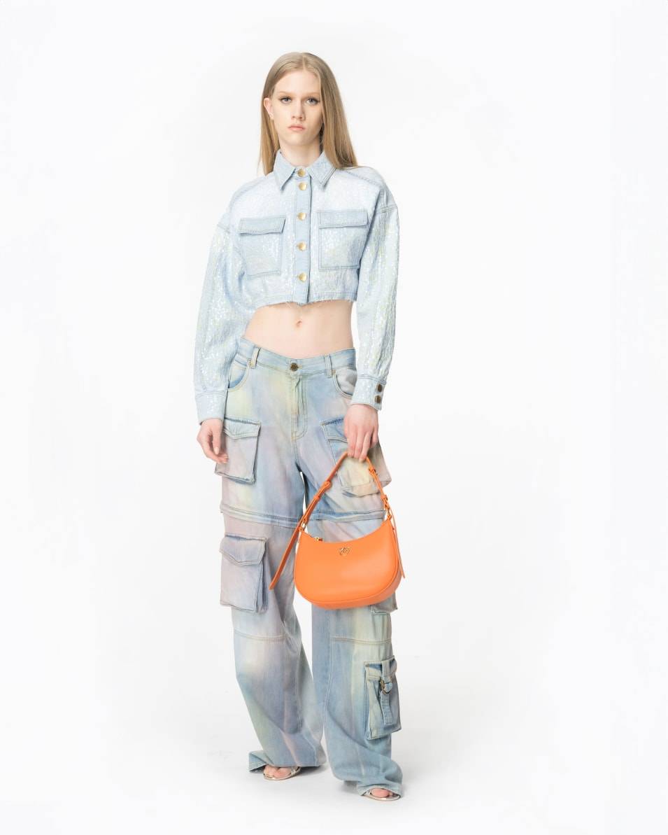 Pinko Cropped-Jeansjacke mit Pailletten Kostenloser Versand
