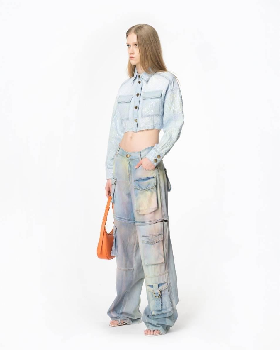 Pinko Cropped-Jeansjacke mit Pailletten Kostenloser Versand