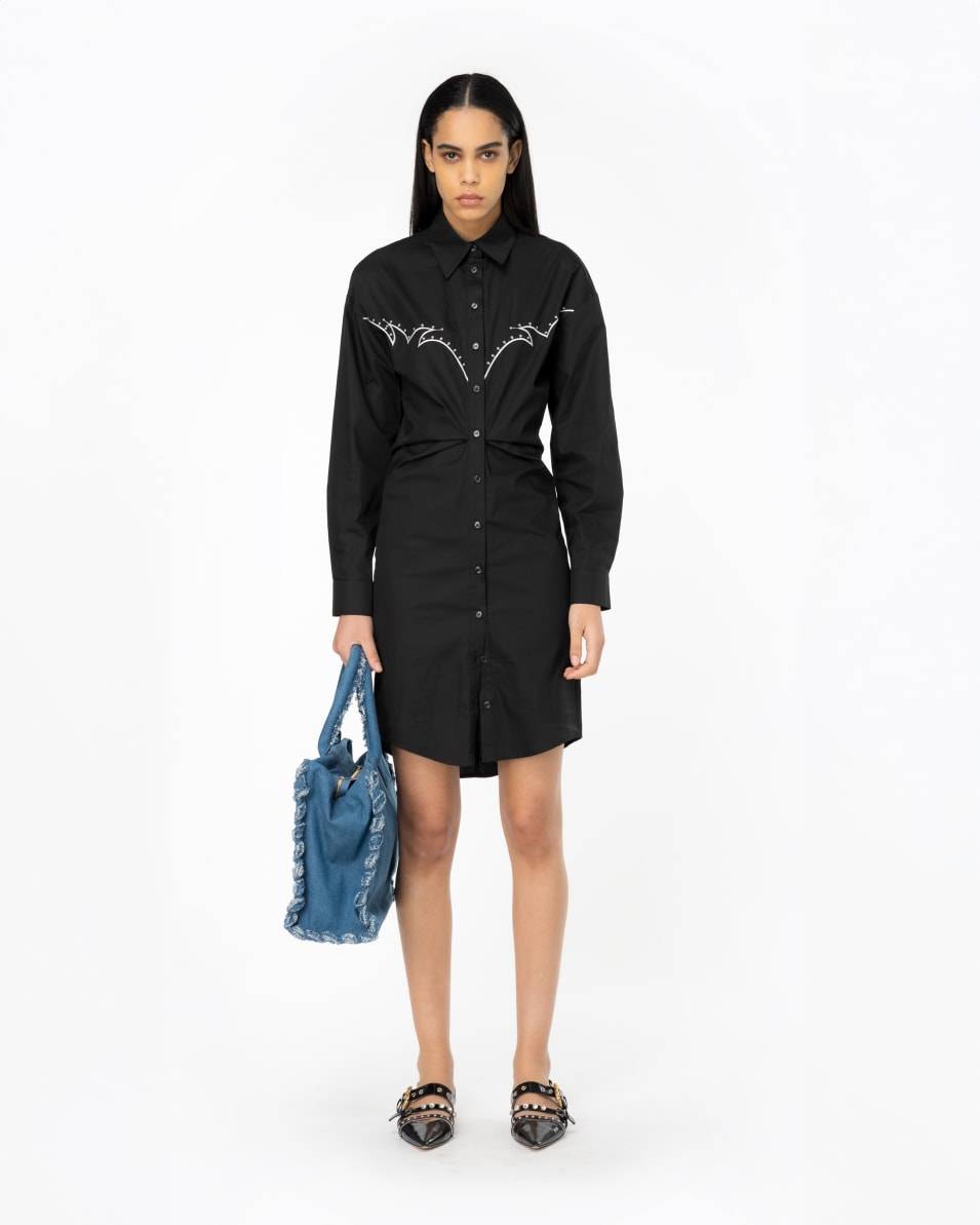 Pinko Mini-Hemdblusenkleid Stickerei im Rodeo-Stil Fabrik Onlineshop