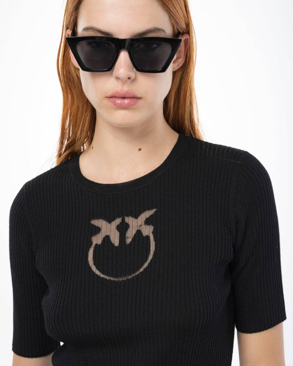 Pinko Halbarmpullover mit Logo aus Wolle Fabrikpreis