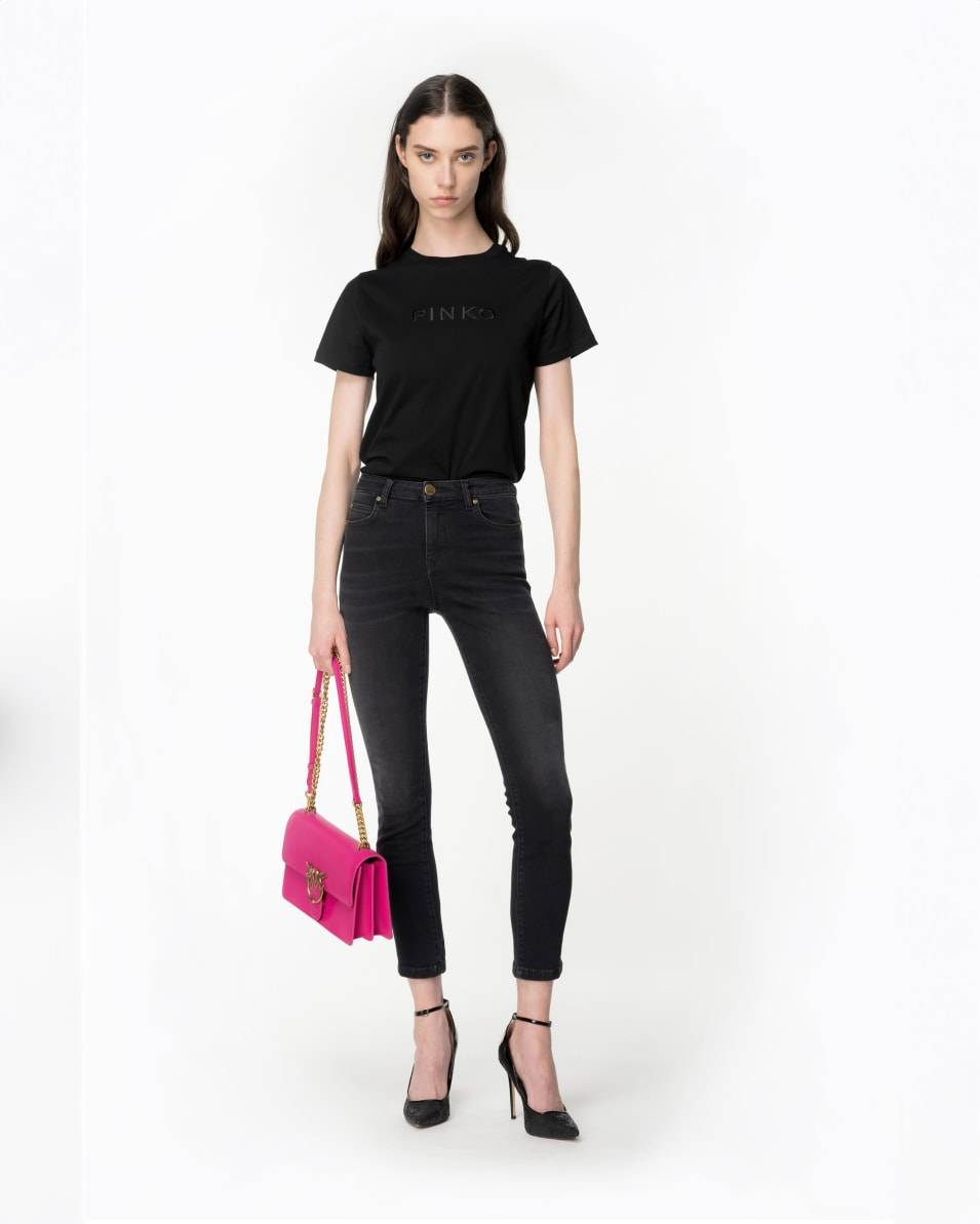 Pinko Skinny-Jeans aus schwarzem Stretch-Denim Jubiläumsangebot