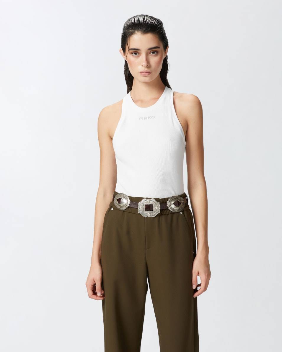 Pinko Rippen-Tanktop mit Logo Tägliche Deals