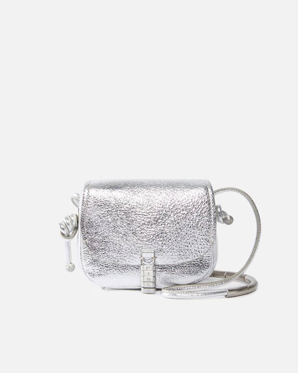 Pinko Mikro-Umhängetasche im Saddle-Bag-Stil aus laminiertem Leder Bis zu 50% Rabatt