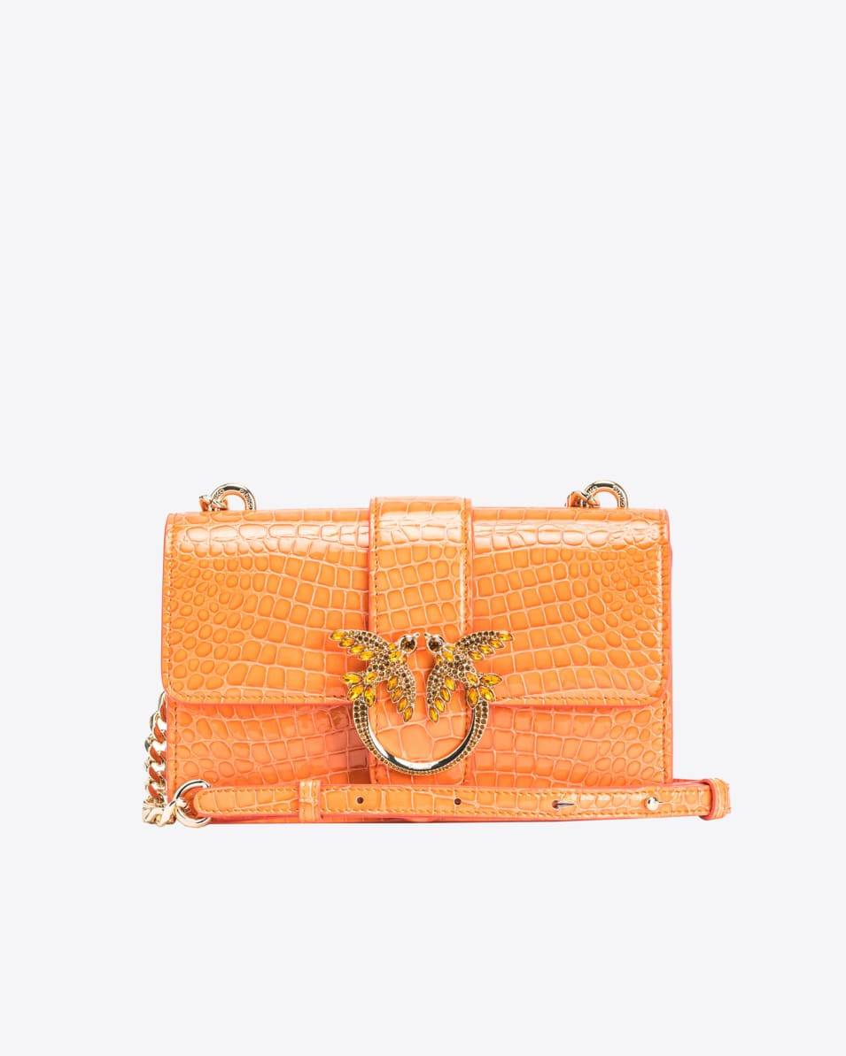 Pinko Mini Love Bag One mit glänzender farbiger Kroko-Prägung PINKO Galleria Bis zu 65% Rabatt