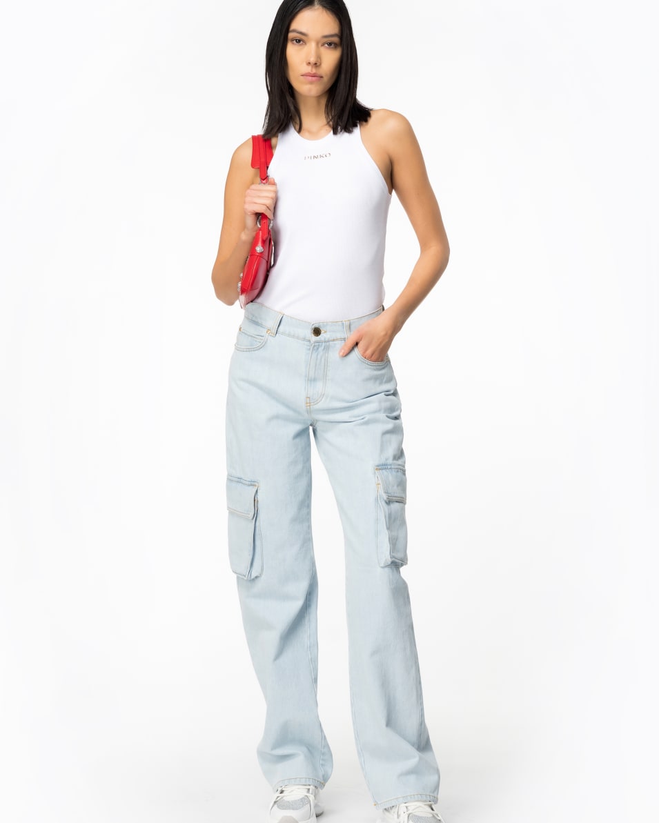 Pinko Geripptes Top mit Logo Rabatte dieses Monats