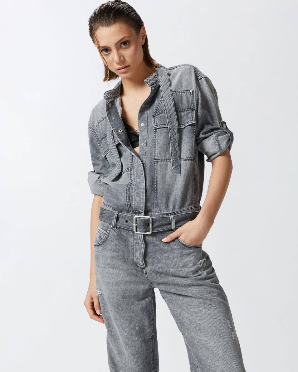 Pinko Hellgrauer Jeans-Jumpsuit Hotsell