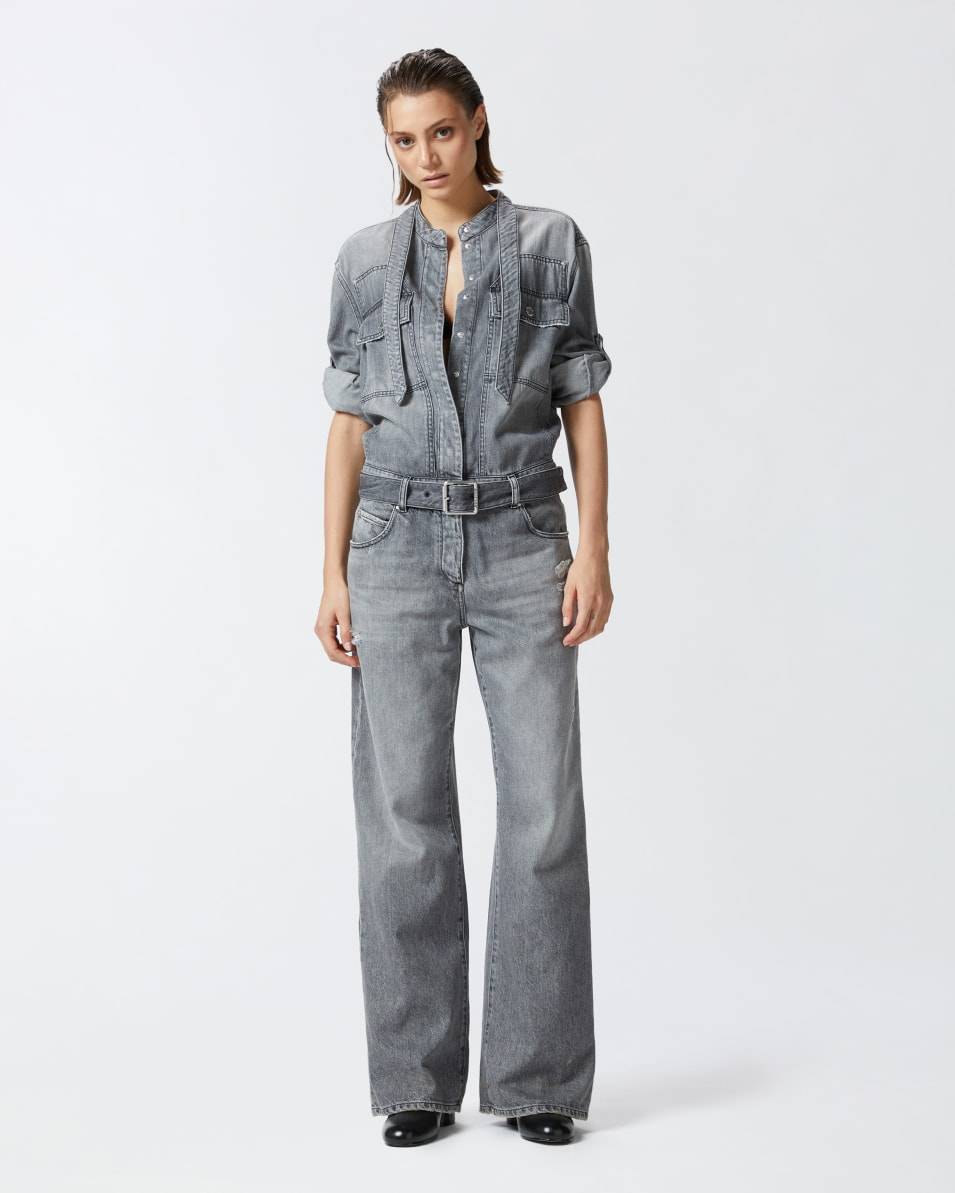 Pinko Hellgrauer Jeans-Jumpsuit Hotsell