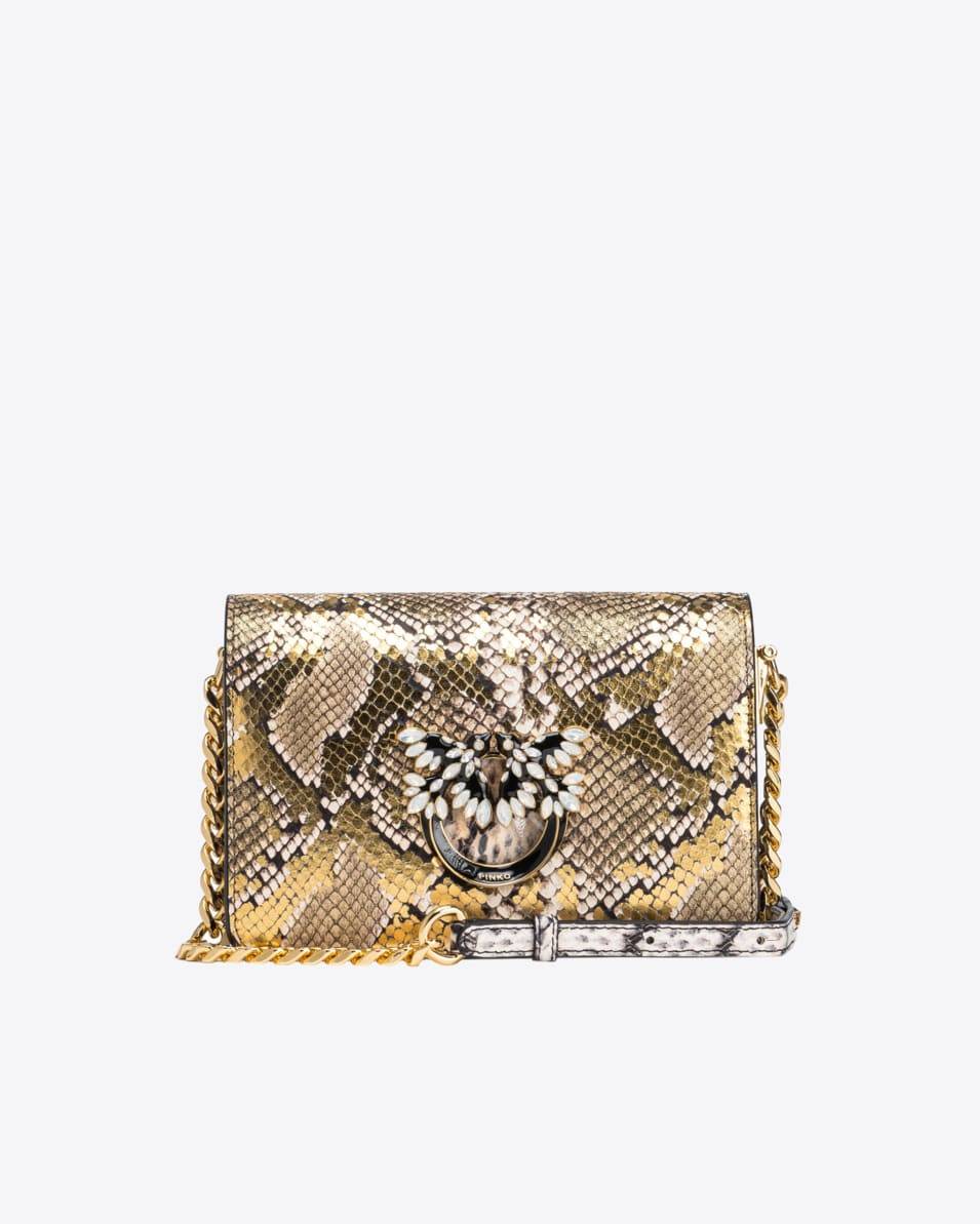 Pinko Mini Love Bag Click Metallic-Leder in Reptiloptik PINKO Galleria Exklusive Angebote