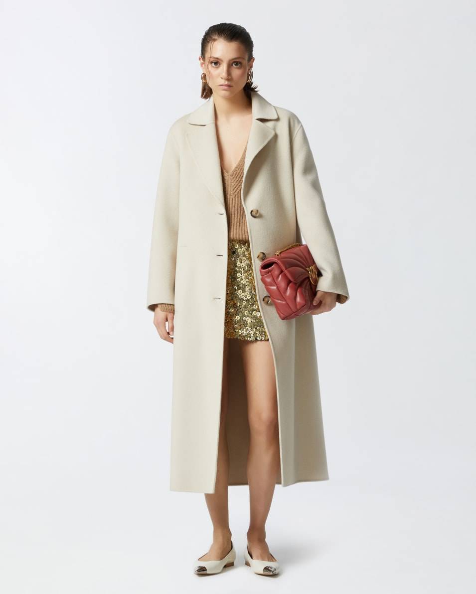 Pinko Langer Mantel mit Gürtel aus Double-Wollstoff Bis zu 60% Rabatt