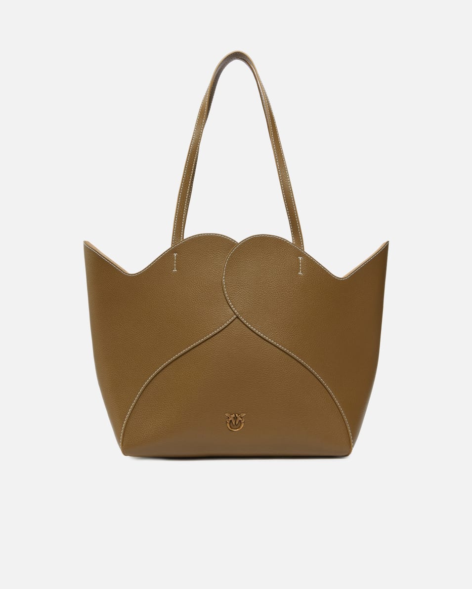 Pinko Große Shopper-Tasche aus Leder mit Herz-Design Kostenloser Versand international