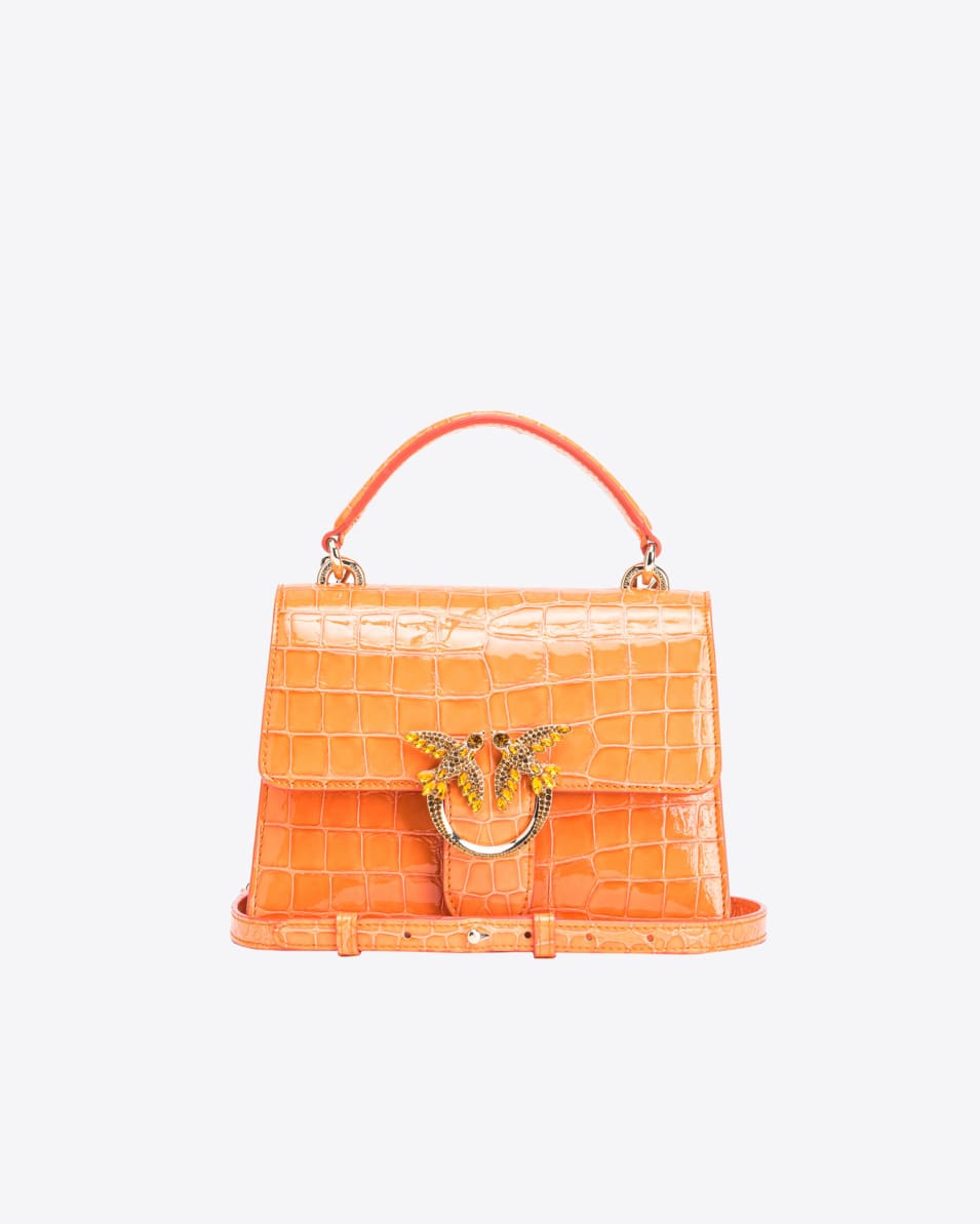 Pinko Mini Love Bag One Top Handle Light Krokoprägung glänzend PINKO Galleria Fabrikverkauf