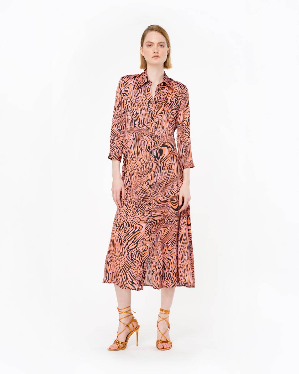 Pinko Hemdblusenkleid verzerrter Print Flash Sale