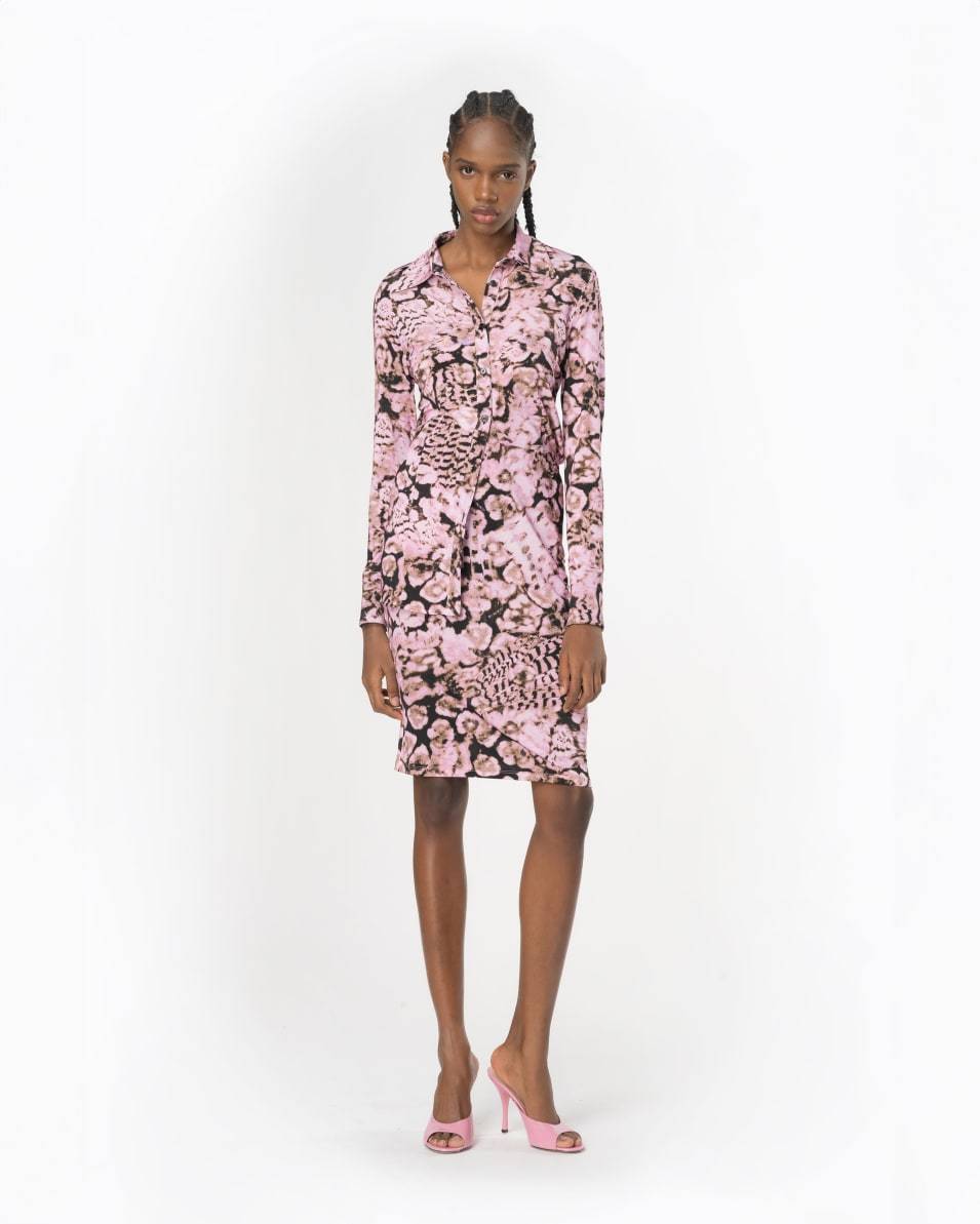 Pinko Longuette-Rock Print Coral Scanner Online Shopping