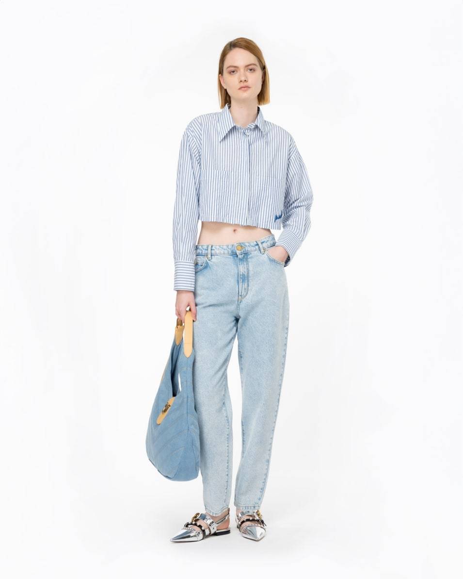 Pinko Cropped-Bluse gestreift Preisnachlass