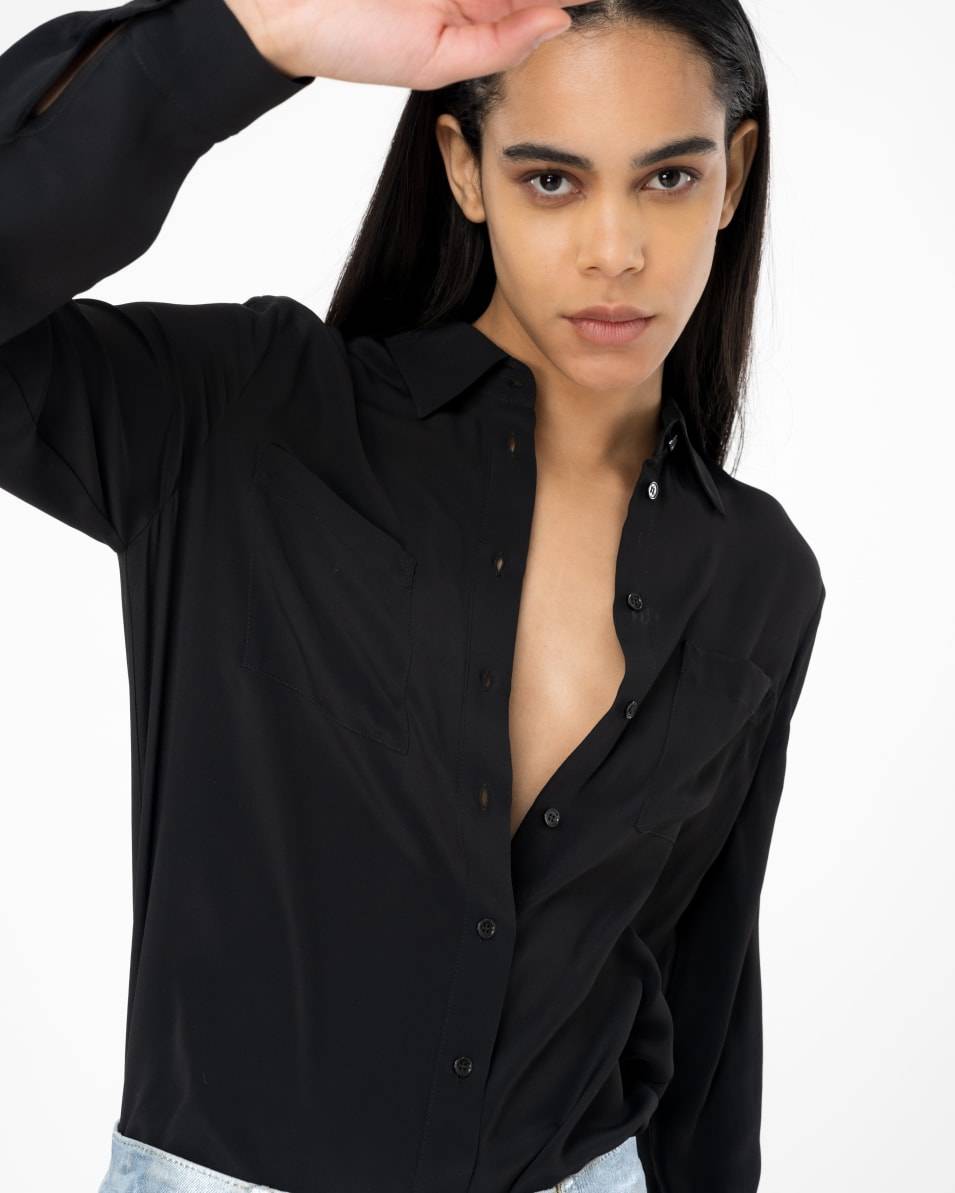 Pinko Bluse Seidenmix mit Brusttaschen Exklusive Angebote