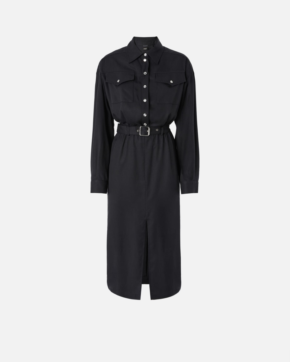 Pinko Hemdblusenkleid in Midilänge mit Gürtel und Taschen Saisonale Angebote