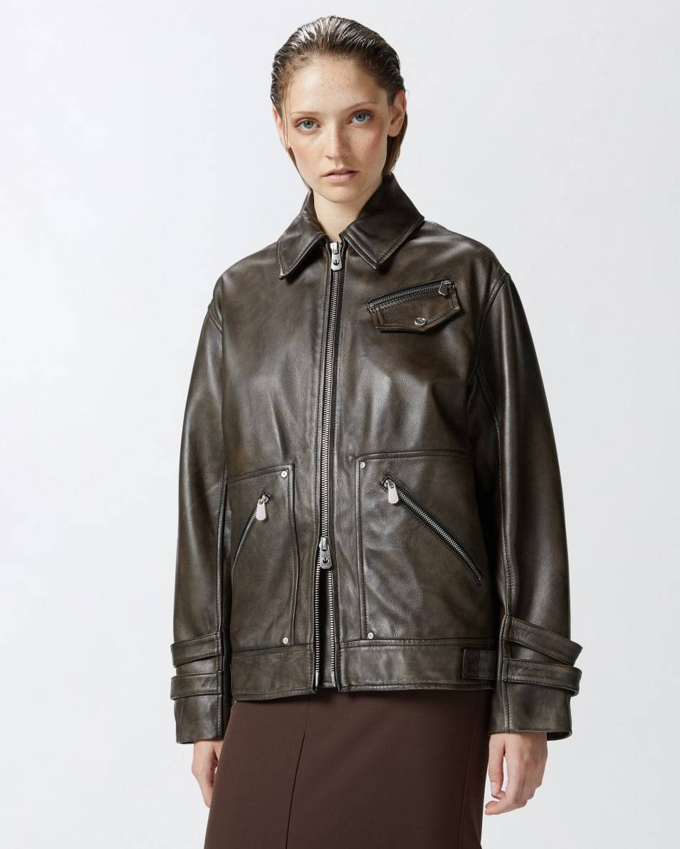 Pinko Blouson aus Leder in Used-Optik Super Rabatt