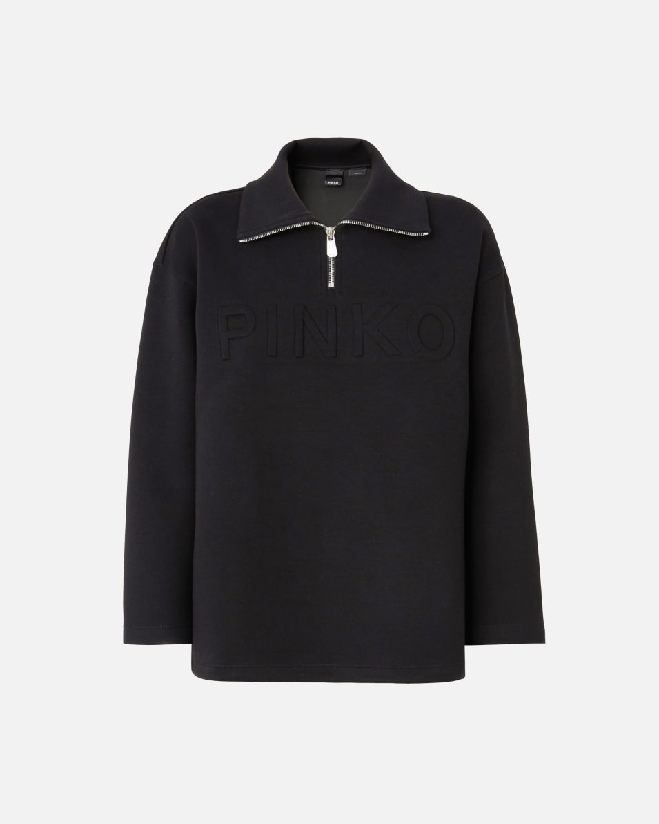 Pinko Sweatshirt mit hohem Kragen, Reißverschluss und Logostickerei 50% Rabatt mit kostenlosem Versand