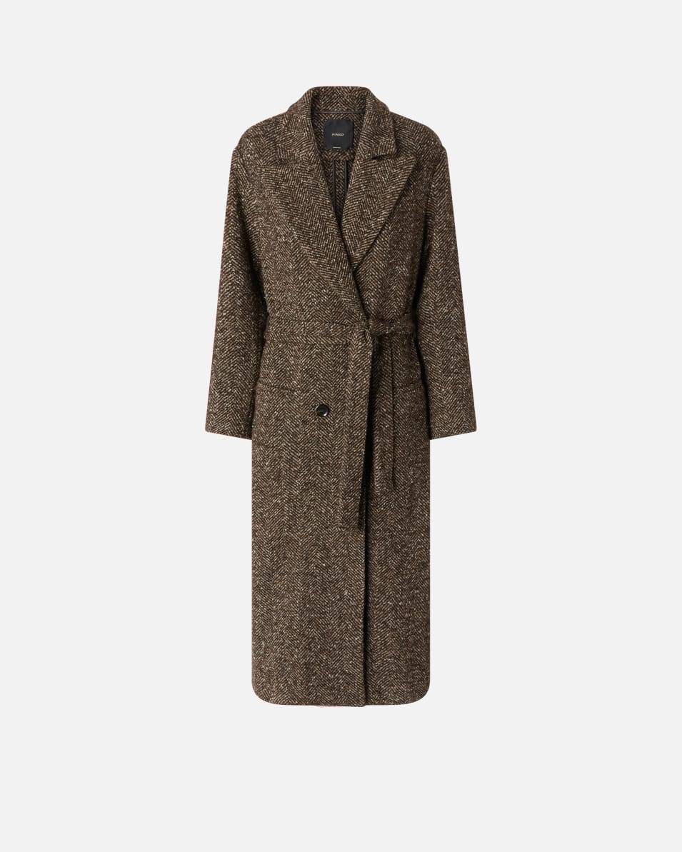 Pinko Langer Mantel mit Fischgrätmuster und Gürtel Clearance-Verkauf