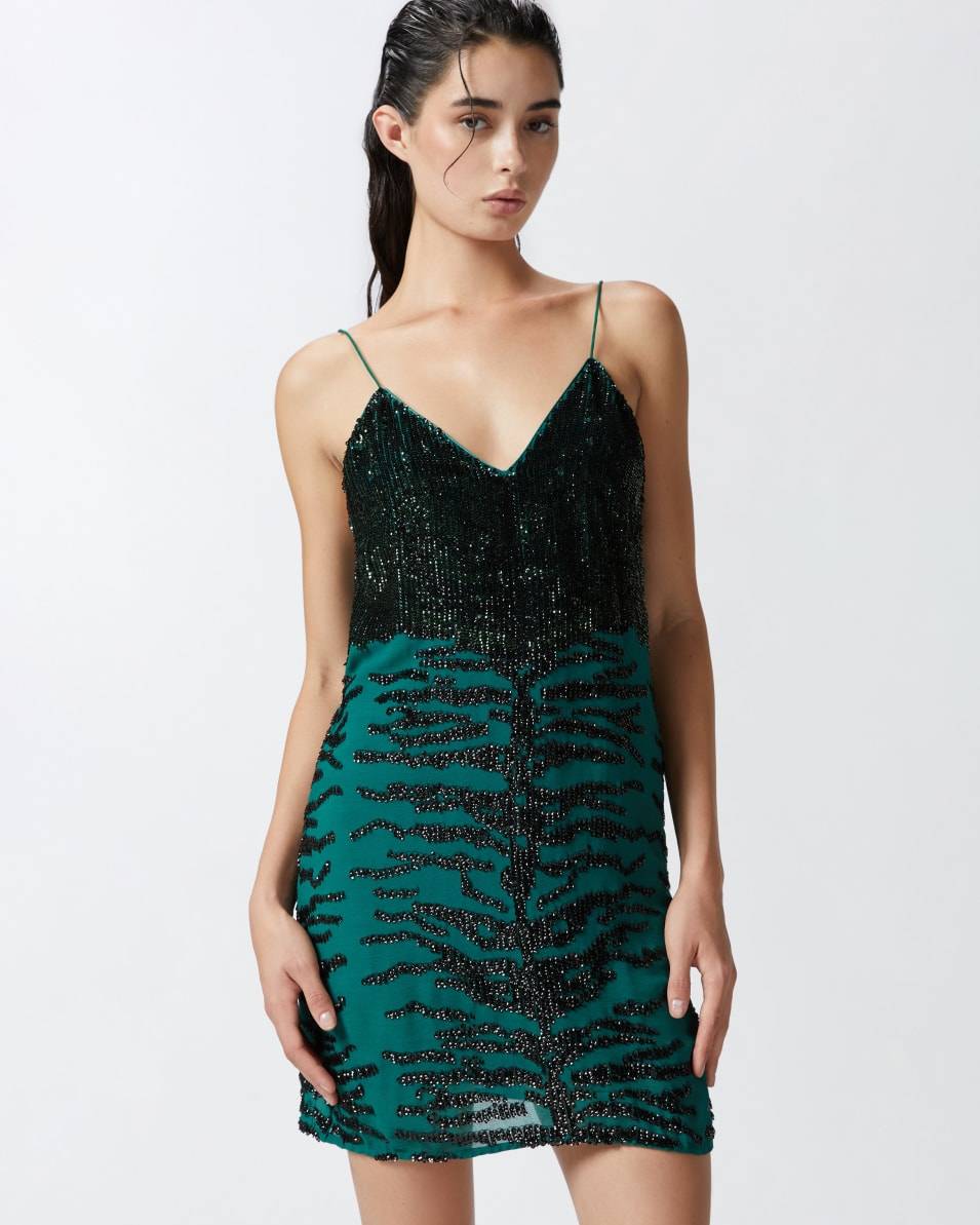 Pinko Minikleid mit Pailletten-Zebramuster Kostenloser Versand international