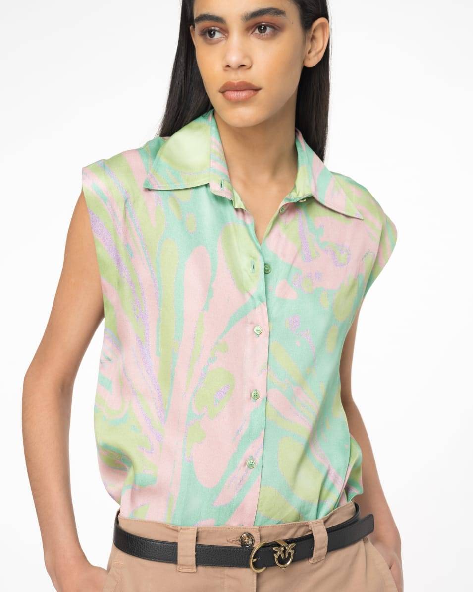 Pinko Bluse mit Flügelärmel aus Satin mit Splash-Print Bestseller