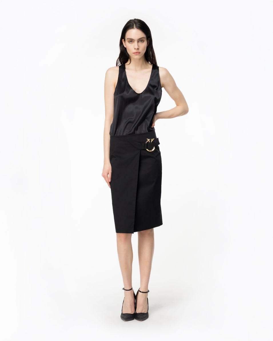 Pinko Midirock aus technischem Satin mit Piercing-Schnalle Neueste Stile