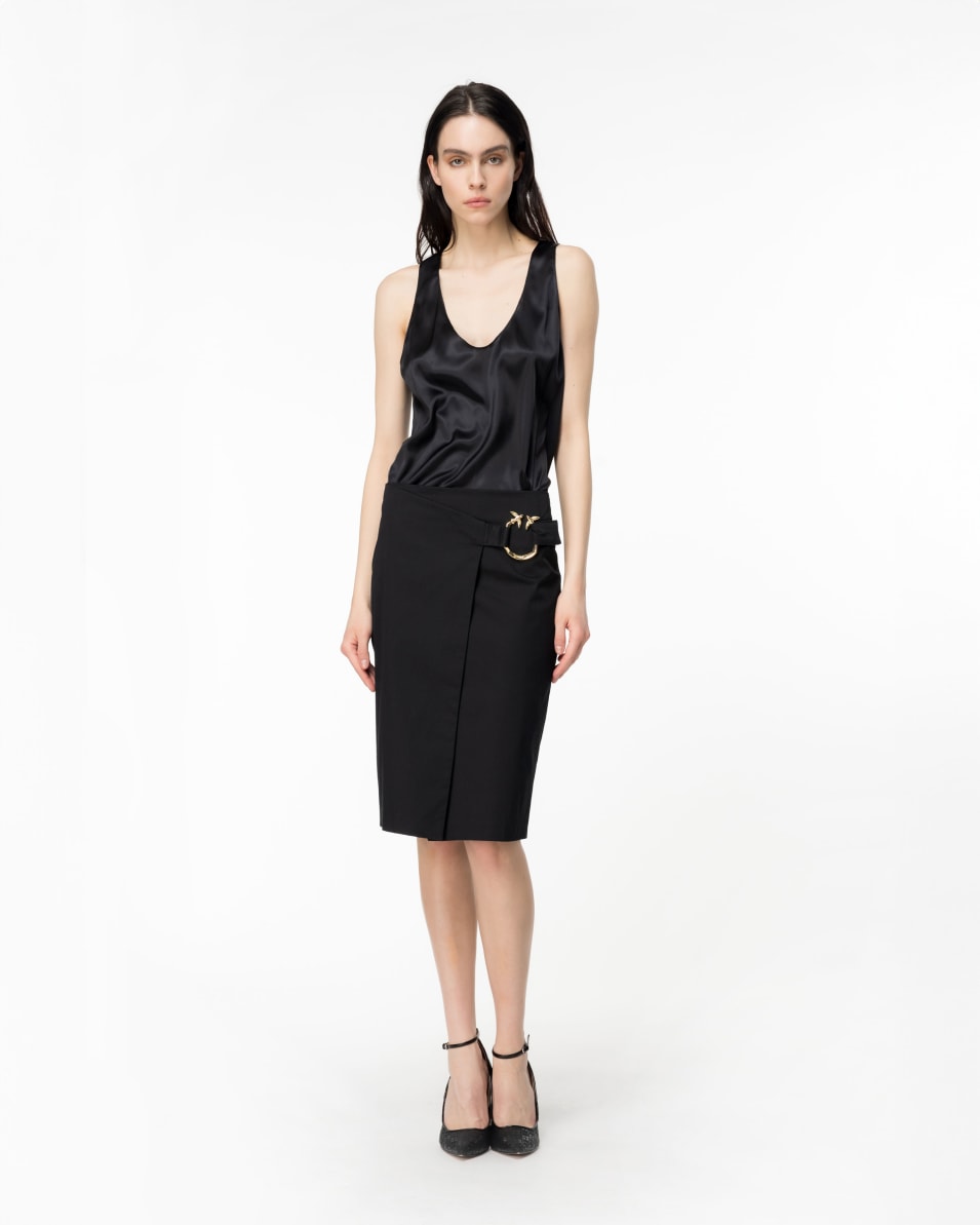 Pinko Midirock aus technischem Satin mit Piercing-Schnalle Neueste Stile