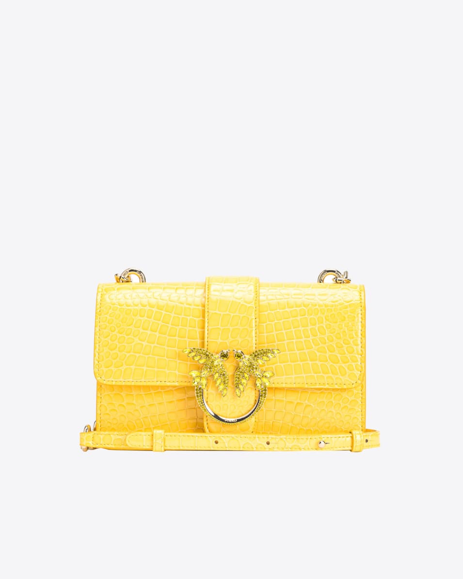 Pinko Mini Love Bag One mit glänzender farbiger Kroko-Prägung PINKO Galleria Fabrikladen