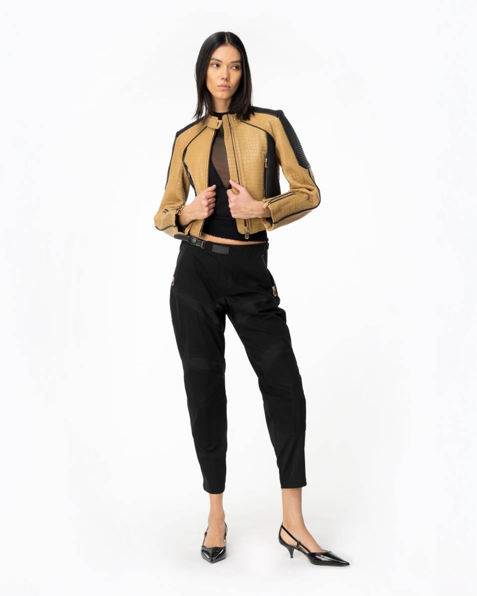 Pinko Bikerhose aus zwei Materialien Rabatte dieses Monats