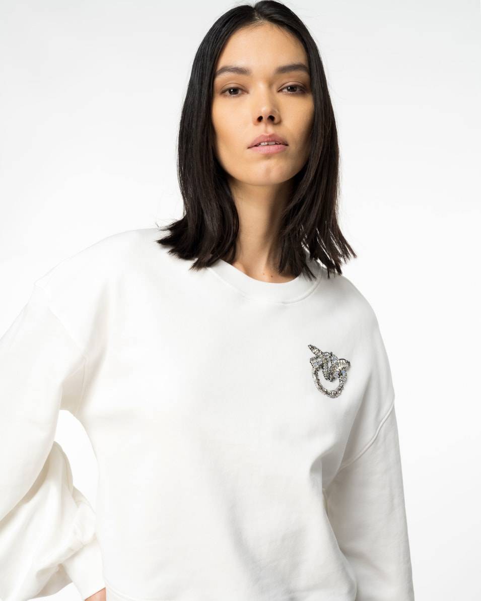 Pinko Boxy-Sweatshirt Love-Birds-Stickerei Limitierter Zeitrabatt