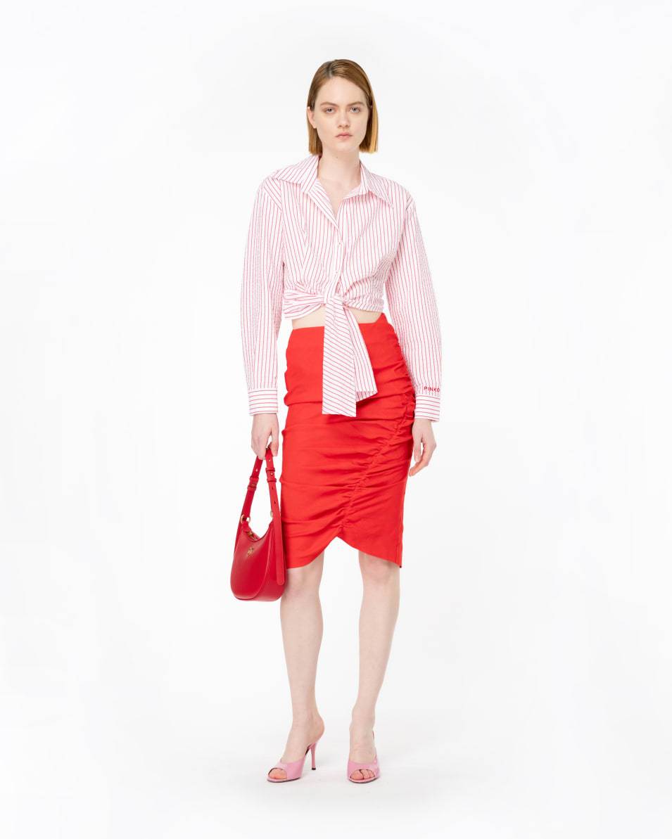 Pinko Kurze Streifenbluse Seersucker Fabrik Onlineshop