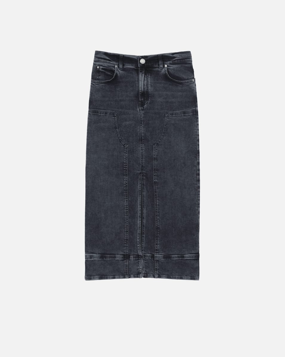 Pinko Maxirock aus dunkelgrauem Denim Günstig kaufen