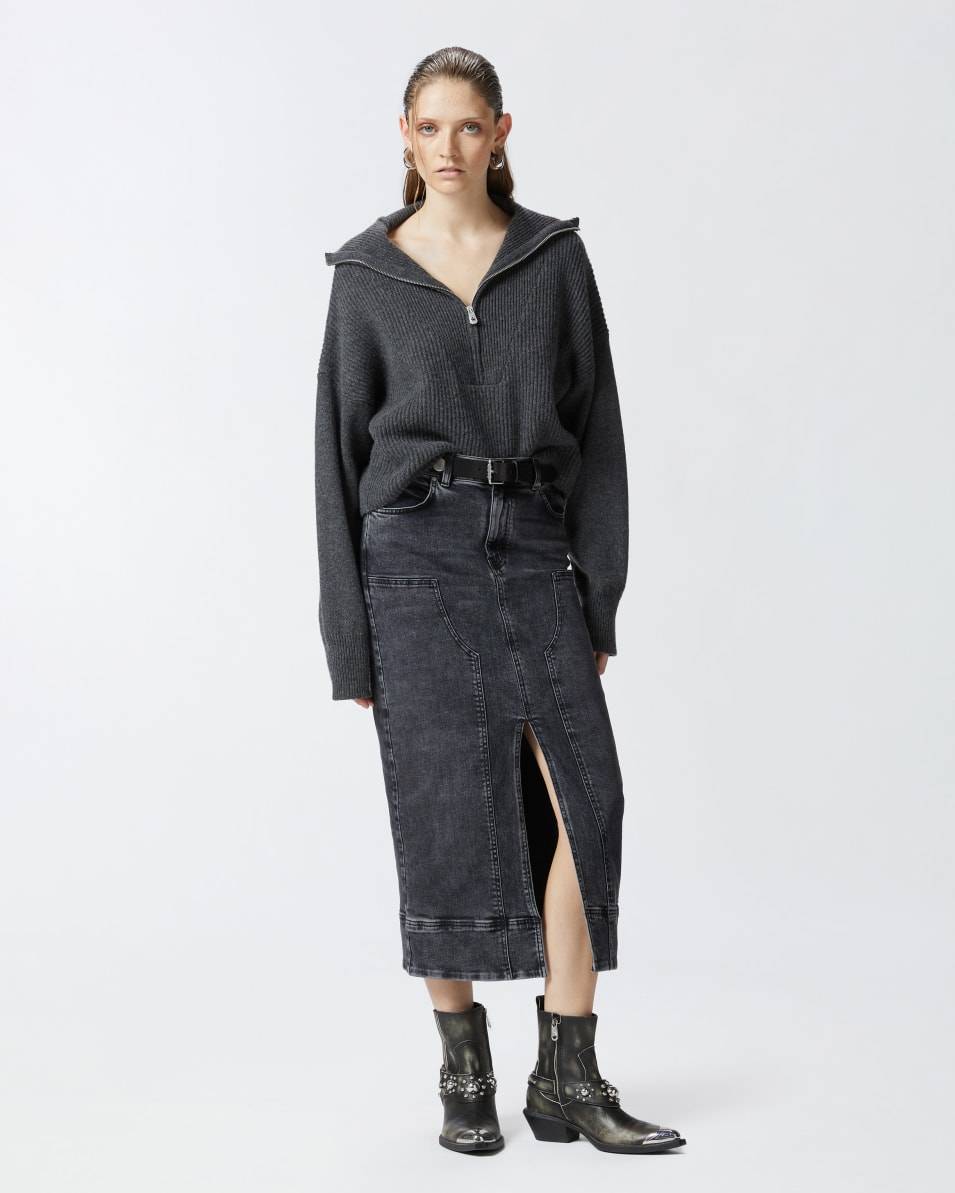 Pinko Maxirock aus dunkelgrauem Denim Günstig kaufen