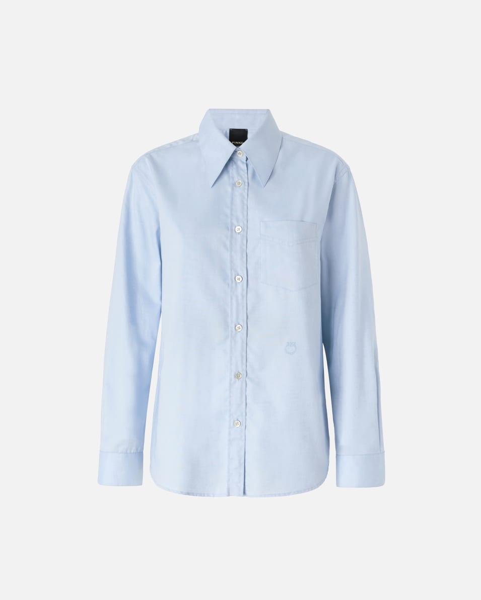 Pinko Azurblaue Oxford-Baumwollbluse Saisonschlussverkauf