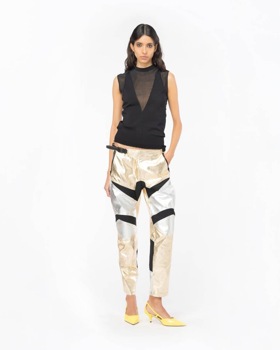 Pinko Bikerhose Metallic Große Rabatte