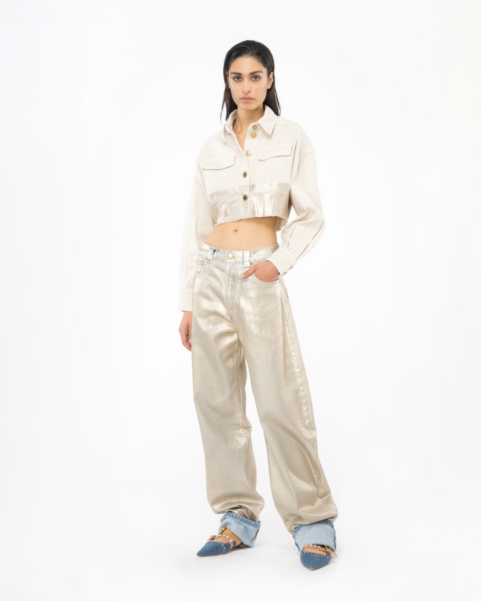 Pinko Kurze Jacke Metallic Kostenlose Rückgabe