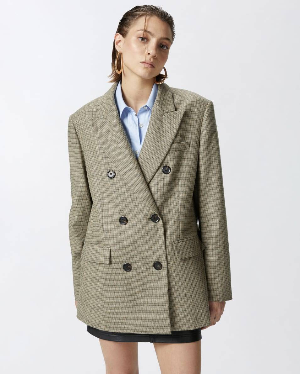 Pinko Zweireihiger karierter Oversize-Blazer Nur noch ein Tag übrig
