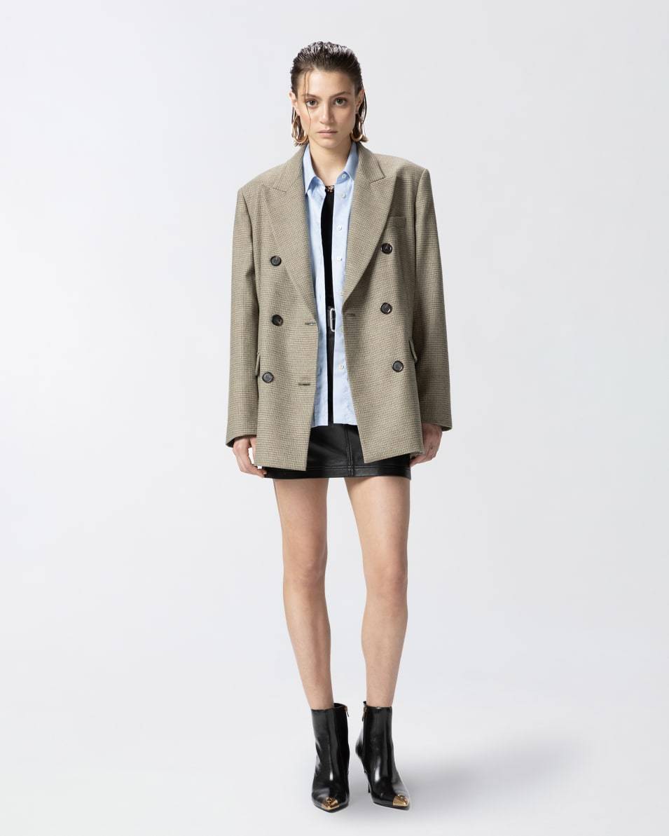 Pinko Zweireihiger karierter Oversize-Blazer Nur noch ein Tag übrig