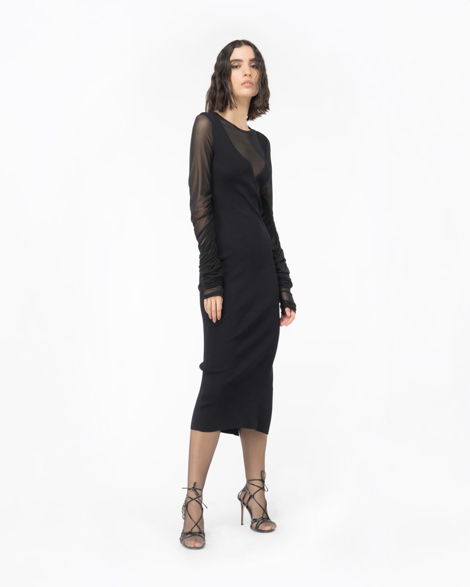 Pinko Langes Kleid aus Strick und Tüll Angebote