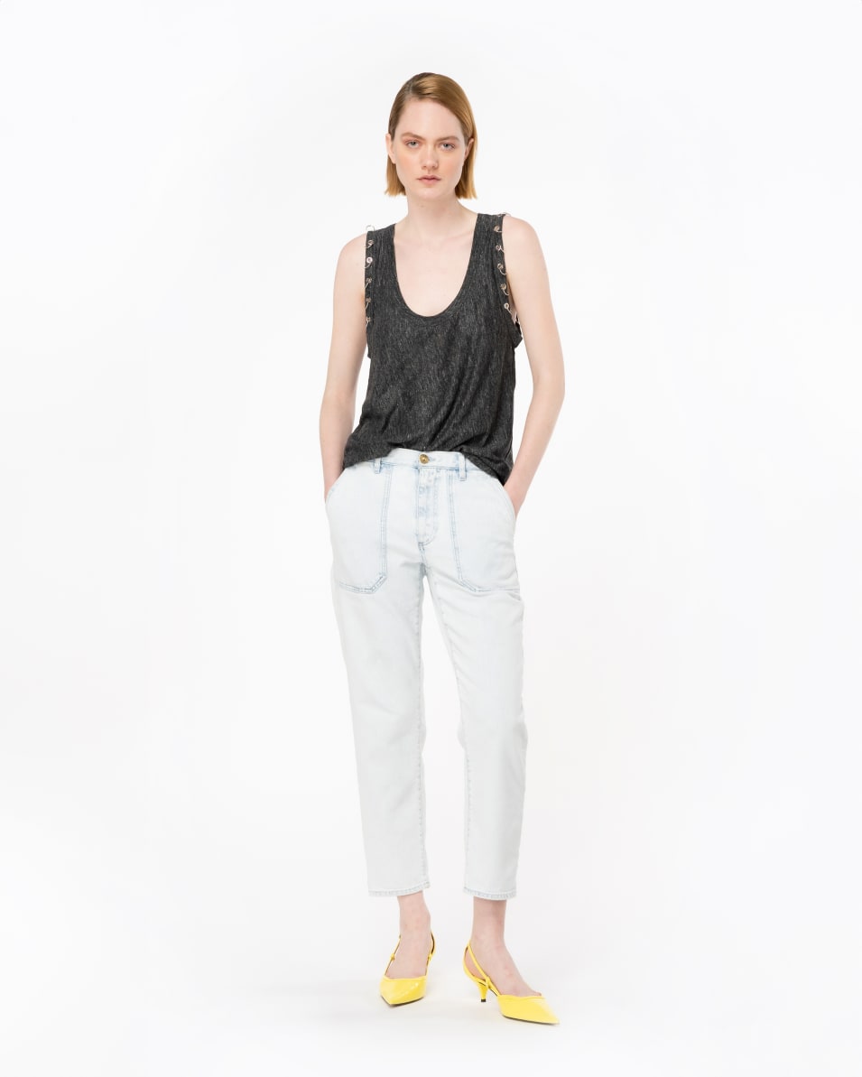 Pinko Tanktop aus Leinen mit Piercing-Konturen Versandkostenfrei