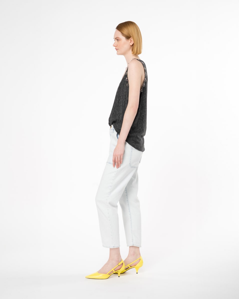 Pinko Tanktop aus Leinen mit Piercing-Konturen Versandkostenfrei