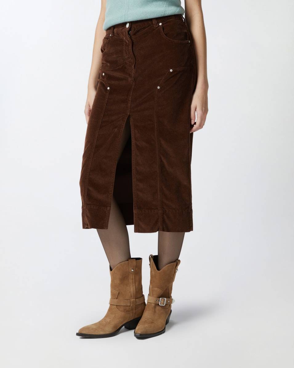 Pinko Cord-Midirock mit Schlitz Weihnachtsangebot