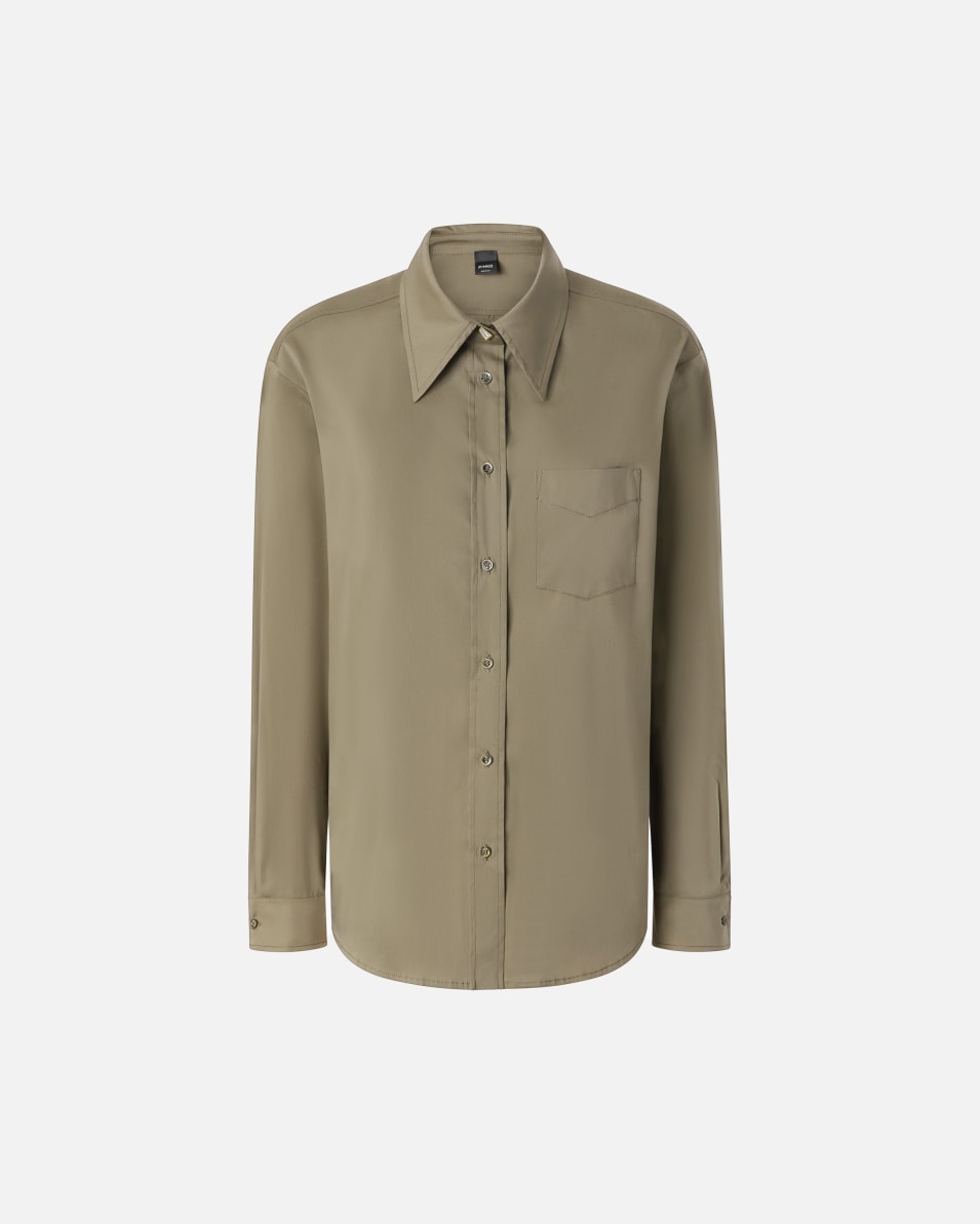 Pinko Militärgrüne Bluse aus Stretch-Popeline Top Angebot