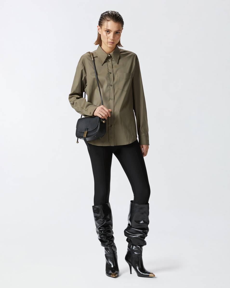 Pinko Militärgrüne Bluse aus Stretch-Popeline Top Angebot