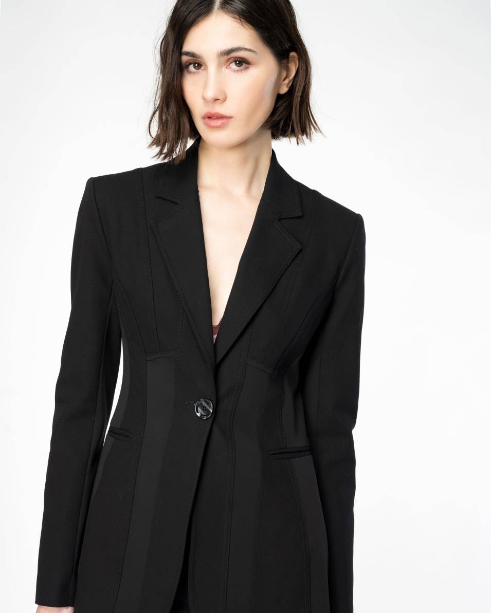 Pinko Einreihiger Blazer aus zwei Materialien Saisonale Angebote