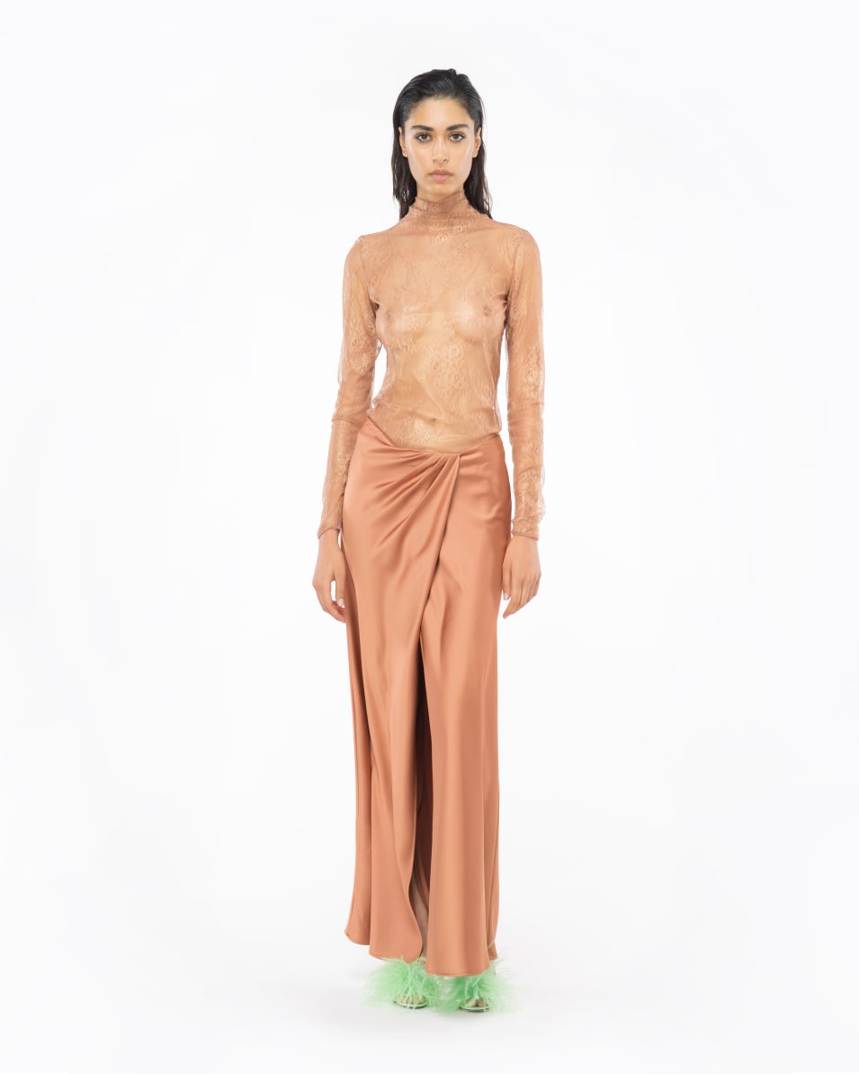 Pinko Eleganter Rock aus strukturiertem Satin Neueste Stile